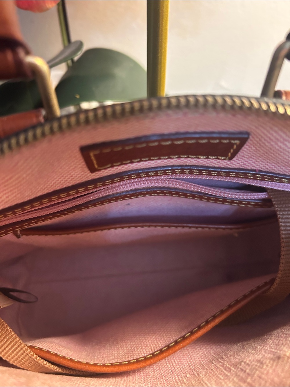 Dooney & Bourke Black Leather Mini Satchel with Brown Handles - Picture 6 of 10